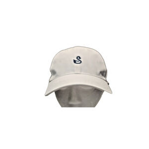 White Swannies Golf Hat Blue Embroidered Swan Logo Adjustable Leather Strap-back